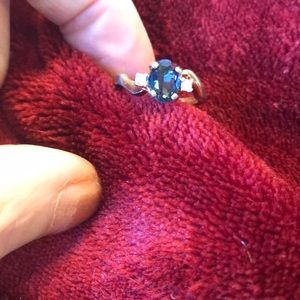 14 karat genuine blue sapphire & white sapphires